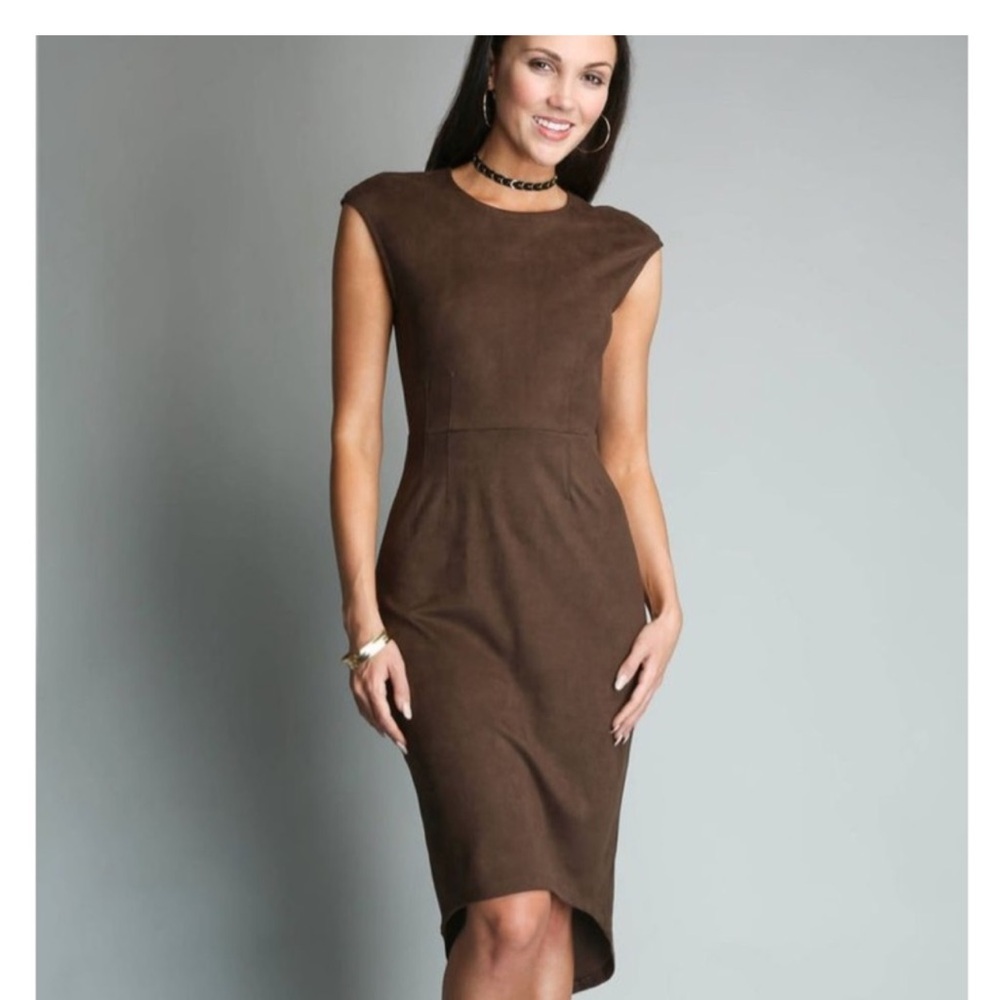 NWT Level 99 Brown Suede Midi Dress Size Medium